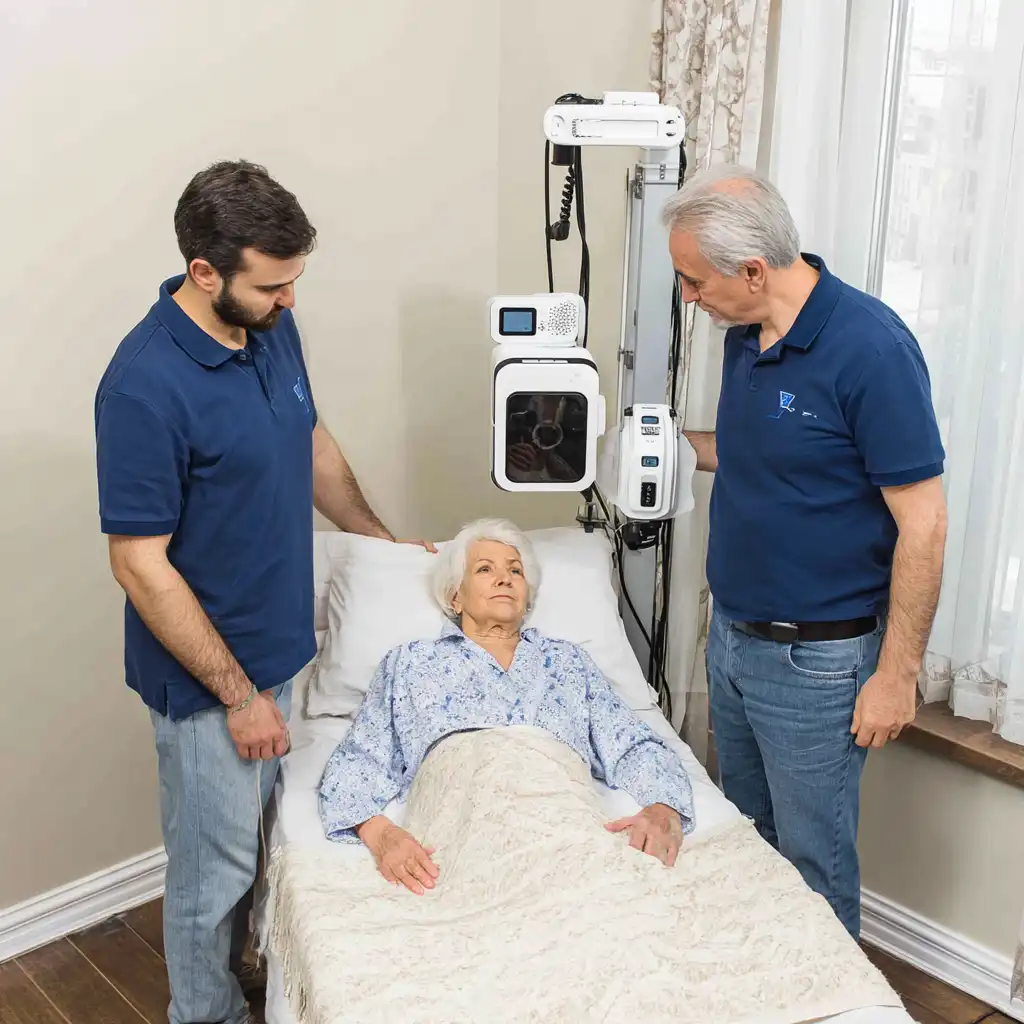 tecnici con paziente per radiografia a domicilio a palermo