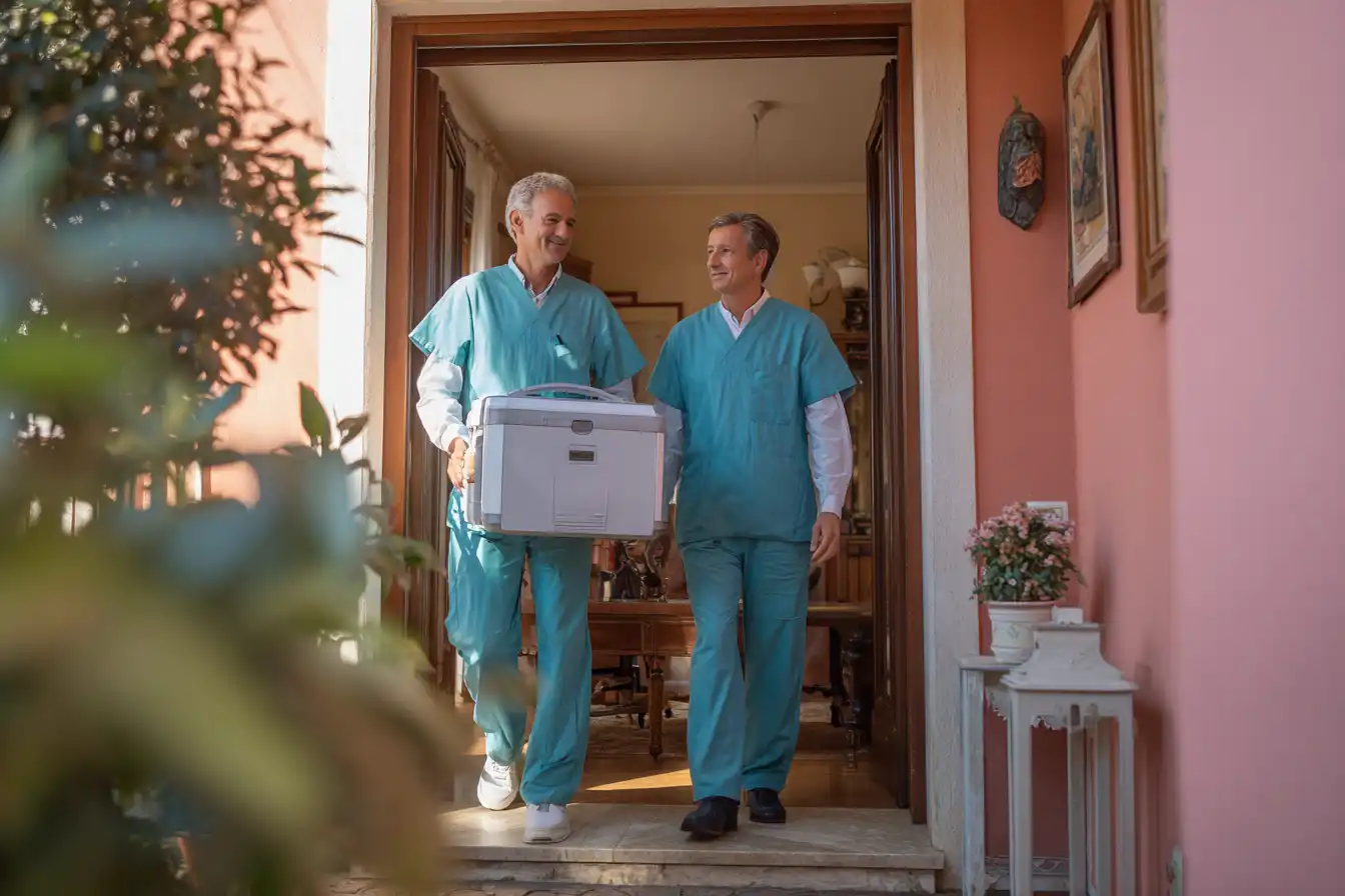 tecnici radiologi arrivano a casa del paziente